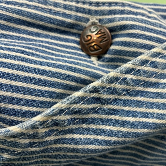 Vintage Big Mac 1960s/70s Square Bak Hickory stripe bib overalls waist 38  USA - Picture 6 of 7